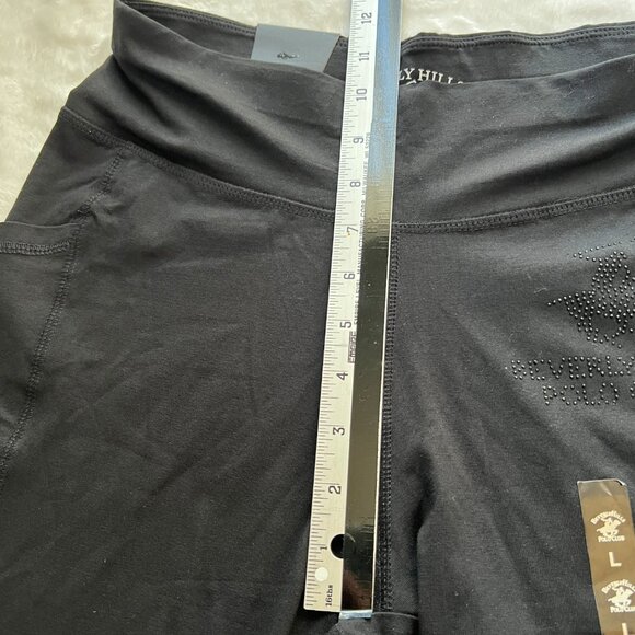 Beverly Hills Polo Club Leggings Womens Large Sparkle Logo Black New with Tags - Picture 6 of 7